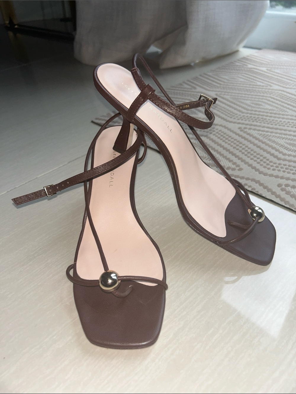 Loeffler Randall Trianna Strappy Square-Toe Mid Heel Sandals